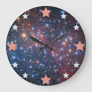 Geometric Stars Over a Cosmic Nebula. Large Clock