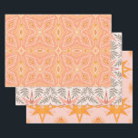 Geometric Stars Vines Suns Pink Orange Wrapping Paper Sheet<br><div class="desc">Hope you like this hand made paper variety pack.  Check out my shop for lots more colours and patterns and let me know if you'd like something customised.</div>