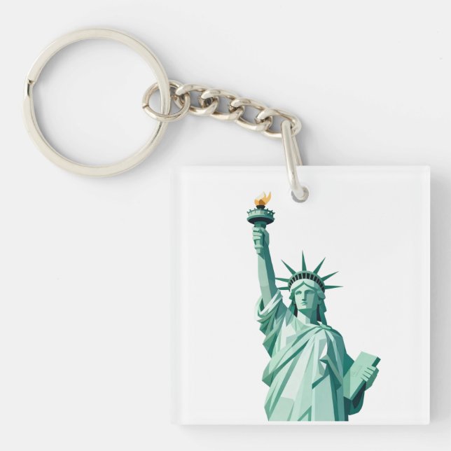 Geometric Statue of Liberty Keychain (Front)