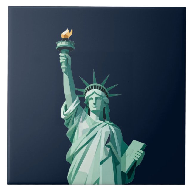 Geometric Statue of Liberty Modern Ceramic Tile (Front)