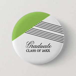 Geometric Stripe Green Graduation Button