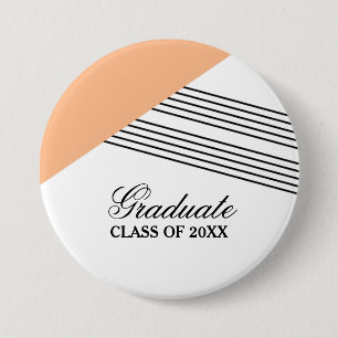 Geometric Stripe Orange Graduation Button