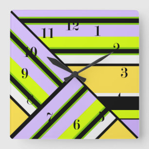 Geometric, stripe square wall clock