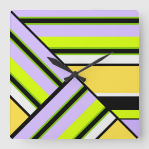 Geometric, stripe square wall clock