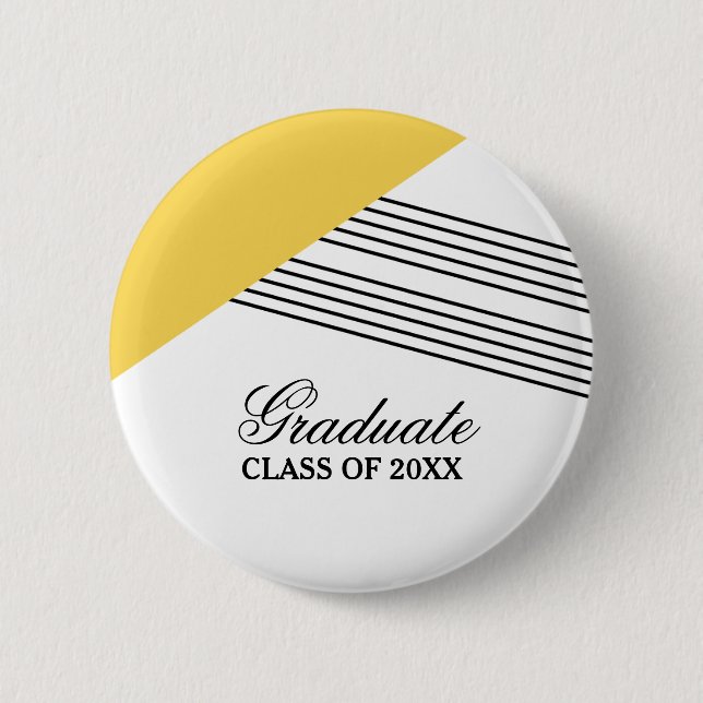 Geometric Stripe Yellow Graduation Button (Front)