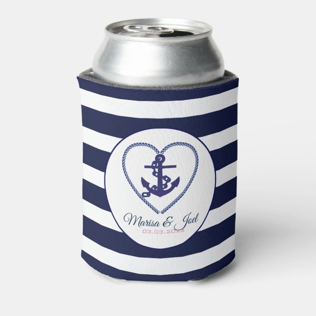 Geometric Stripes And Anchor Can Cooler (Can Back)