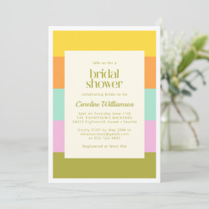 Geometric Stripes Bright Pastels Bridal Shower Invitation