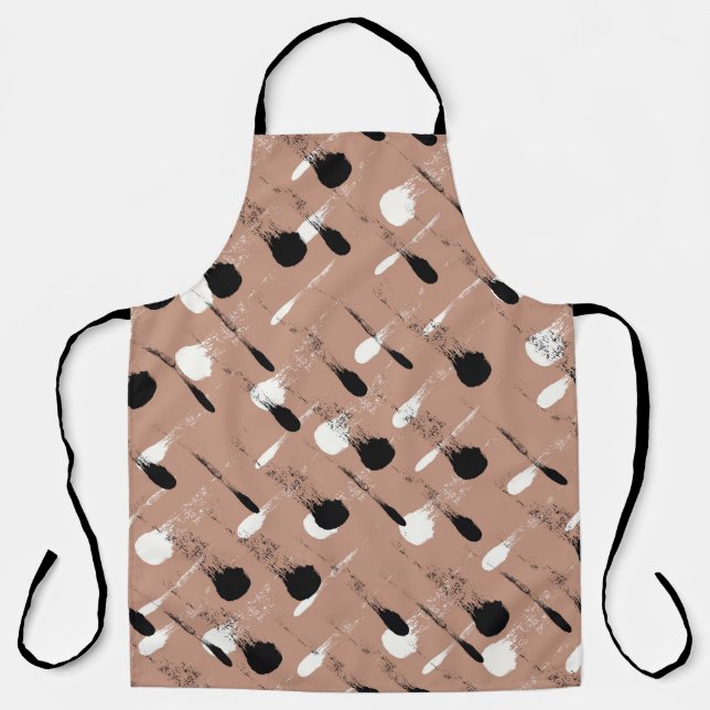 Geometric Stripes Brown Seamless Pattern Apron (Front)