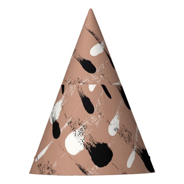 Geometric Stripes Brown Seamless Pattern Party Hat (Front)