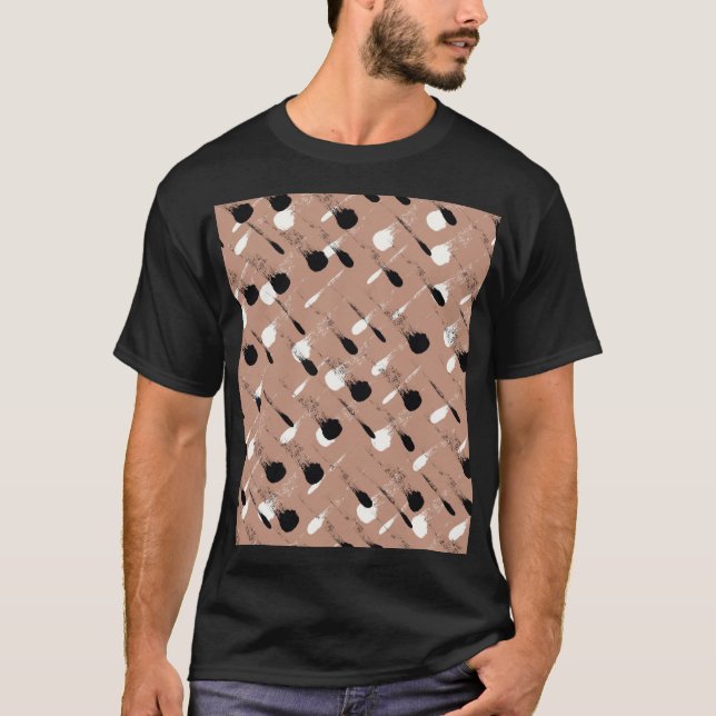 Geometric Stripes Brown Seamless Pattern T-Shirt (Front)