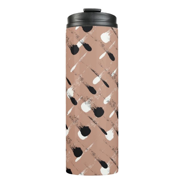 Geometric Stripes Brown Seamless Pattern Thermal Tumbler (Front)