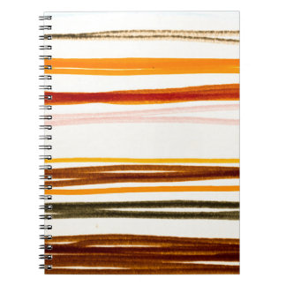 Geometric stripes, orange watercolor illustration notebook