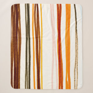 Geometric stripes, orange watercolor illustration sherpa blanket