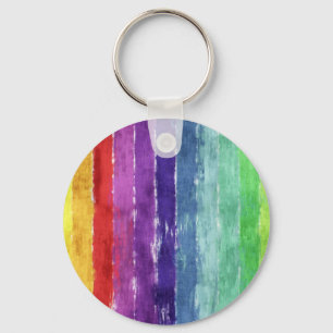 Geometric Stripes Watercolor Key Ring