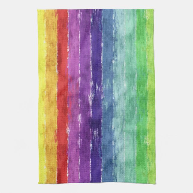 Geometric Stripes Watercolor Tea Towel (Vertical)
