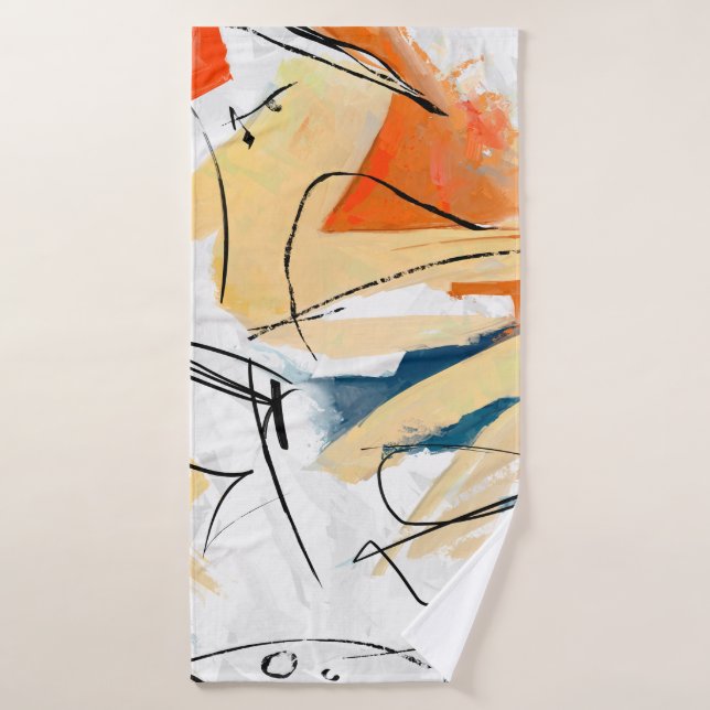 Geometric strokes abstraction. Abstract painting,  Bath Towel (Bath Towel)