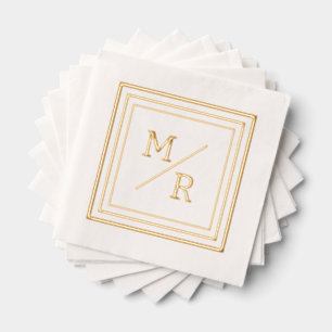 Geometric style Foil Stamped Napkins. Napkins