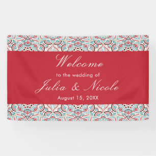 Geometric Style Sparkles Copper Metallic Wedding Banner