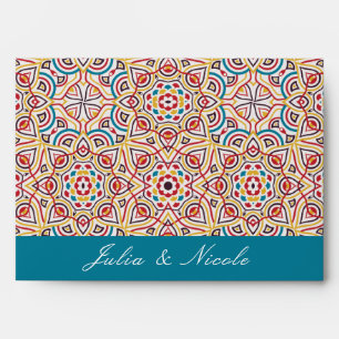 Geometric Style Sparkles Copper Metallic Wedding Envelope