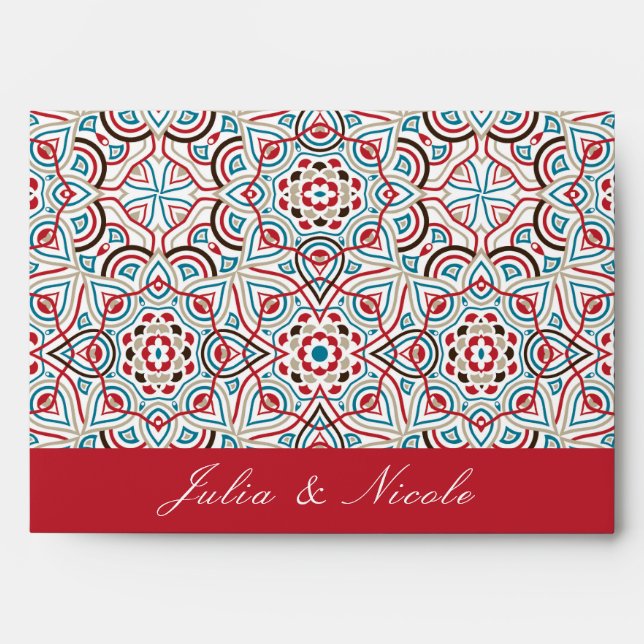 Geometric Style Sparkles Copper Metallic Wedding Envelope (Front)