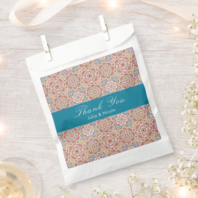 Geometric Style Sparkles Copper Metallic Wedding Favour Bags (Clipped)