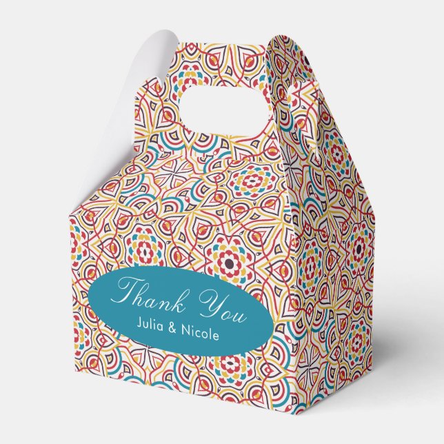 Geometric Style Sparkles Copper Metallic Wedding Favour Box (Front Side)