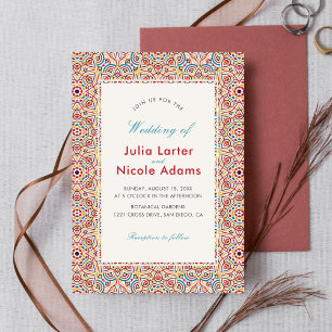 Geometric Style Sparkles Copper Metallic Wedding Invitation