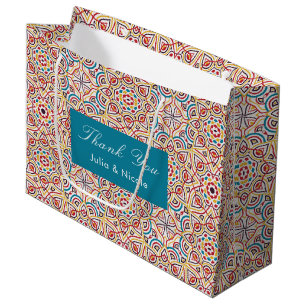 Geometric Style Sparkles Copper Metallic Wedding Large Gift Bag