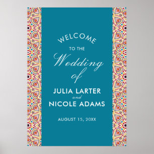 Geometric Style Sparkles Copper Metallic Wedding Poster