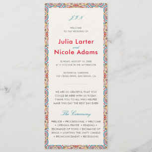 Geometric Style Sparkles Copper Metallic Wedding Programme