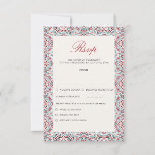 Geometric Style Sparkles Copper Metallic Wedding RSVP Card
