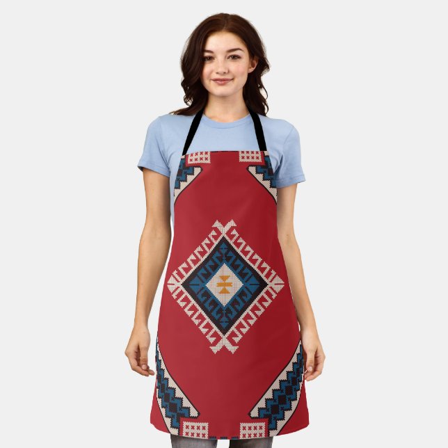 Geometric stylish classic cute-trendy colourful  apron (Worn)