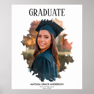 Geometric stylish photo graduation party poster