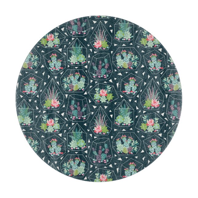Geometric Succulents Pattern Cutting Board (Front)