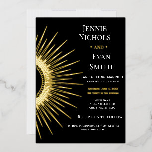 Geometric Sun Modern   Dark Background Wedding