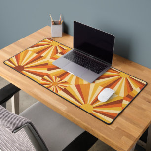 Geometric Sun Rays - 70s Sunshine Optimism Desk Mat