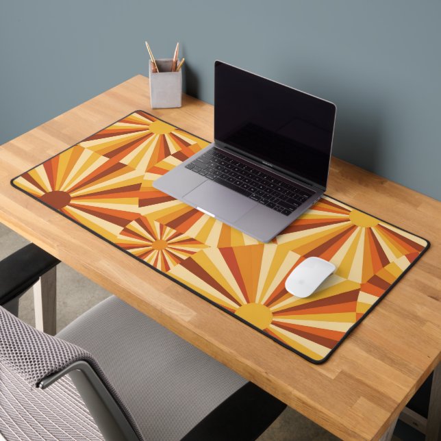 Geometric Sun Rays - 70s Sunshine Optimism Desk Mat (Office 2)