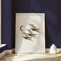 Geometric Swallows Modern Minimalist Bird Art