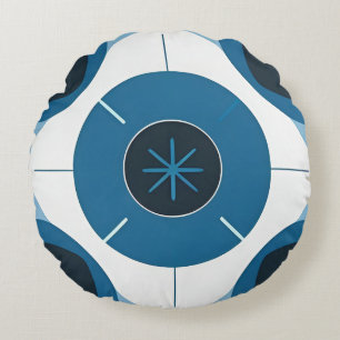Geometric Symmetric Abstract Multicolor Pattern Round Cushion