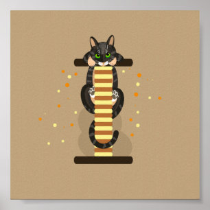 Geometric tabby Cat illustration Poster