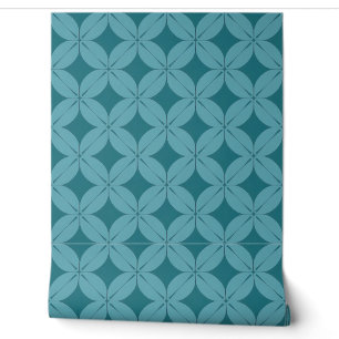 Geometric Teal and Blue Pattern Wallpaper