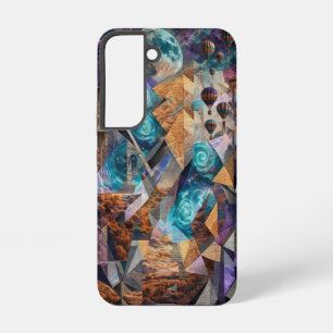 Geometric Teal and Copper Moon Collage Case