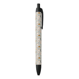 Geometric Teal & Blue Pattern Black Ink Pen