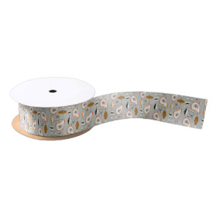 Geometric Teal & Blue Pattern Satin Ribbon