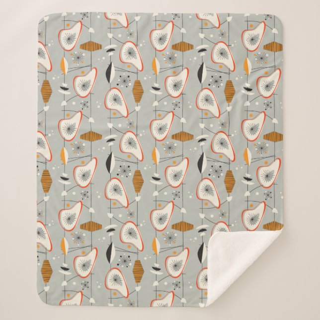 Geometric Teal & Blue Pattern Sherpa Blanket (Front)