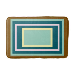 Geometric Teal Brown Pink Bath Mat