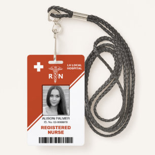 Geometric terracotta triangle Registered nurse RN ID Badge