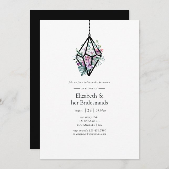 Geometric Terrarium Floral Bridesmaids Luncheon Invitation (Front/Back)