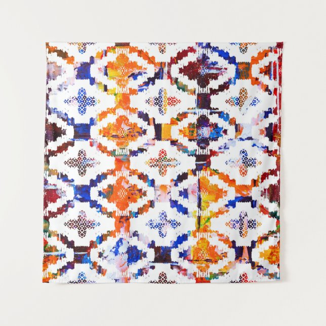 Geometric texture pattern with watercolor effectab tapestry (Front)