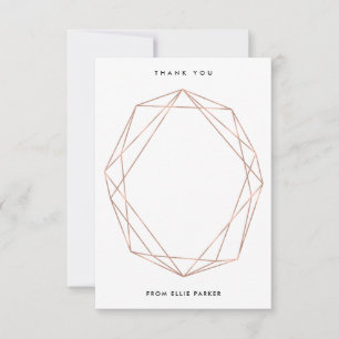 Geometric Thanks Faux Rose Gold Thank You Card